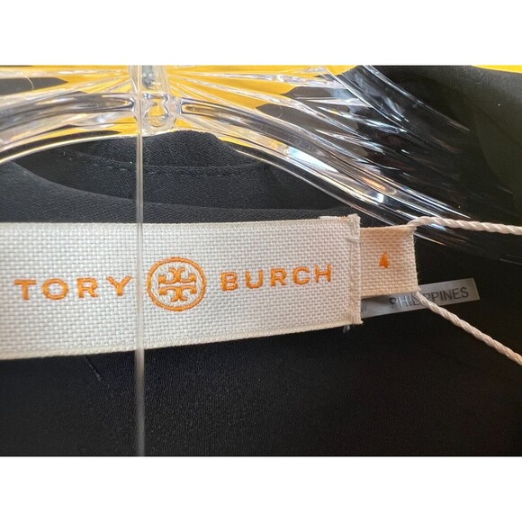 Tory Burch Printed Pleated Shirt Womens 4 Black Red Paisley Button Up $498 NWT - Picture 9 of 10